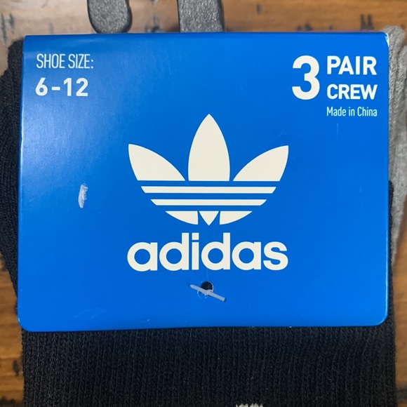 Adidas Men’s Socks - 3 Pair Crew Socks Shoe Size 6-12 - Picture 5 of 6